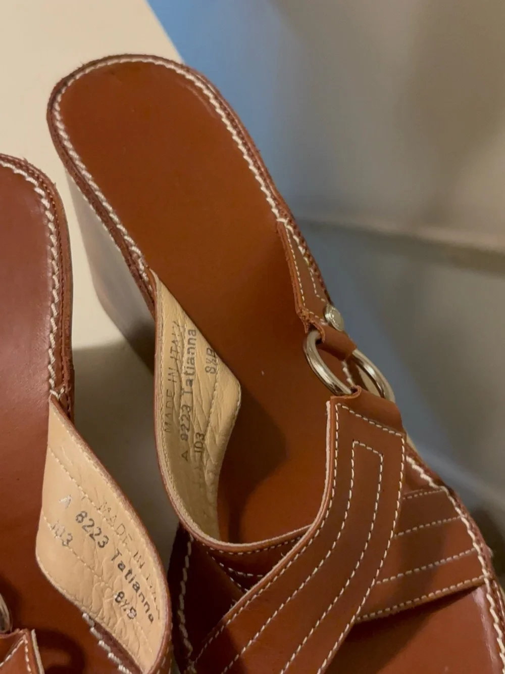 Coach Brown Leather Crisscross Platform Slides